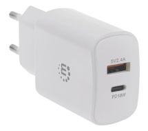 Wall/Power Charger (Euro 2-pin), USB-C & USB-A ports, USB-C up to 18W / 3A, U