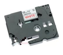 Brother Gloss Laminated Labelling Tape - 12mm, Red/White label-making tape TZ