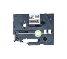 TZe-R931 - Seidig - Schwarz auf Silber - Rolle (1,2 cm x 4 m) 