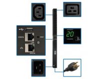 Tripp Lite 3.3/3.7kW Single-Phase Monitored PDU, LX Platform Interface, 208/230V Outlets (18 C13/2 C19), C20/L6-20P, 0U 90 cm