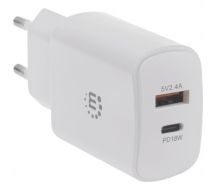 Wall/Power Charger (Euro 2-pin), USB-C & USB-A ports, USB-C up to 18W / 3A, U