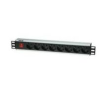 19" Rackmount 8-Way Power Strip - German Type, With On/Off Switch, No Surge P