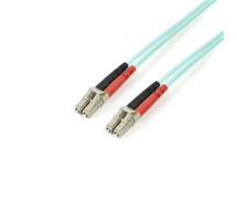 StarTech Aqua OM4 Duplex Multimode Fiber Optic Cable - 100 Gb - 50/125 - LSZH - LC/LC - 3 m