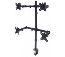 TV & Monitor Mount, Desk, Double-Link Arms, 4 screens, Screen Sizes: 10-27",