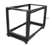 StarTech 12U Adjustable Depth Open Frame 4 Post Server Rack w/ Casters / Levelers and Cable Management Hooks