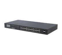 24-Port Gigabit Ethernet PoE+ Switch with 2 SFP Ports, LCD Display, IEEE 802.