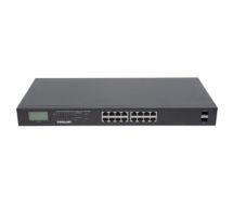 16-Port Gigabit Ethernet PoE+ Switch with 2 SFP Ports, LCD Display, IEEE 802.