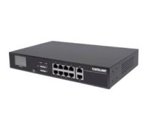 8-Port Gigabit Ethernet PoE+ Switch with 2 RJ45 Gigabit Uplink Ports and LCD