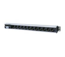 Vertical Rackmount 12-Way Power Strip - German Type, With Single Air Switch,