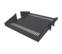 19" zweiseitiger FachbodenLaborgestelle, 2 HE, schwarz - Rack - Regal -