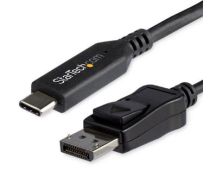 StarTech 6ft/1.8m USB C to DisplayPort 1.4 Cable - 4K/5K/8K USB Type-C to DP 1.4 Alt Mode Video Adapter Converter - HBR3/HDR/DSC - 8K 60Hz DP Monitor Cable USB-C/Thunderbolt 3