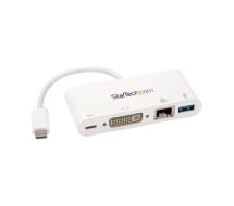 StarTech USB-C Multiport Adapter with DVI - USB 3.0 Port - 60W PD - White