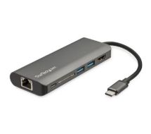 StarTech USB C Multiport Adapter - USB-C Travel Dock to 4K HDMI, 3x USB 3.0 Hub, SD/SDHC, GbE, 60W PD 3.0 Pass-Through - Portable USB-C Mini Docking Station USB Type-C/Thunderbolt 3