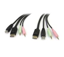 StarTech 6ft 4-in-1 USB DisplayPort KVM Switch Cable w/ Audio & Microphone