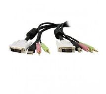 StarTech 10ft 4-in-1 USB Dual Link DVI-D KVM Switch Cable w/ Audio & Microphone