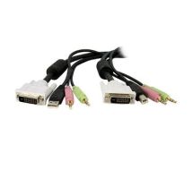 StarTech 15ft 4-in-1 USB Dual Link DVI-D KVM Switch Cable w/ Audio & Microphone