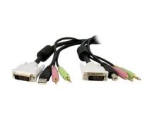 StarTech 6ft 4-in-1 USB Dual Link DVI-D KVM Switch Cable w/ Audio & Microphone