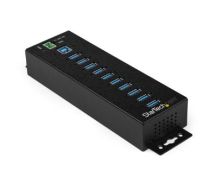 StarTech 10 Port USB Hub with Power Adapter - Surge Protection - Metal Industrial USB 3.0 Data Transfer Hub - Din Rail, Wall or Desk Mountable - High Speed USB 3.1 Gen 1 5Gbps Hub