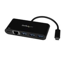 StarTech 3-Port USB-C Hub with Gigabit Ethernet and Power Delivery - USB-C to 3x USB-A - USB 3.0 Hub