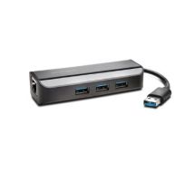 Kensington UA3000E USB 3.0 Ethernet Adapter & 3-Port Hub — Black