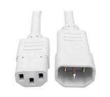 Tripp Lite Standard Computer Power Extension Cord, 10A, 18 AWG (IEC-320-C14 to IEC-320-C13), White, 0.61 m