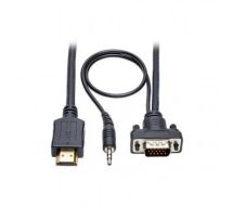 Tripp Lite HDMI to VGA + Audio Active Converter Cable, HDMI to Low-Profile HD15 + 3.5 mm (M/M), 1920 x 1200/1080p 60 Hz, 4.57 m