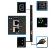 Tripp Lite 3.3/3.7kW Single-Phase Monitored PDU, LX Platform Interface, 208/230V Outlets (18 C13/2 C19), C20/L6-20P, 0U 90 cm