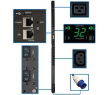 Tripp Lite 7.4kW Single-Phase Monitored PDU, LX Interface, 230V Outlets (36 C13/6 C19), IEC 309 32A Blue, 3.05 m Cord, 0U 1.8m Height