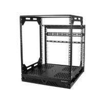 StarTech 12U Sliding Rotating Open Frame Network Rack - 4 Post AV /Data Rack - 16.7" Deep Slide-Out IT Equipment Rack w/Cable Management Pull Out/Pivoting Computer/Communications Rack