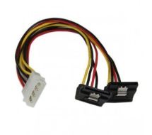 StarTech 12in LP4 to 2x Right Angle Latching SATA Power Y Cable Splitter - 4 Pin LP4 to Dual SATA