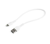 12 in (30cm) Durable White USB-A to Lightning Cable, Heavy Duty Rugged Aramid