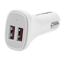 StarTech Dual-Port USB Car Charger - 24W/4.8A - White