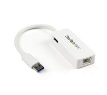 StarTech USB 3.0 to Gigabit Ethernet Adapter NIC w/ USB Port - White