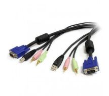 StarTech 6 ft 4-in-1 USB VGA KVM Switch Cable with Audio and Microphone