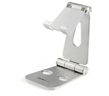 StarTech Phone and Tablet Stand - Foldable Universal Mobile Device Holder Smartphones & Tablets - Adjustable Multi-Angle Ergonomic Cell Phone Stand Desk - Portable - Silver